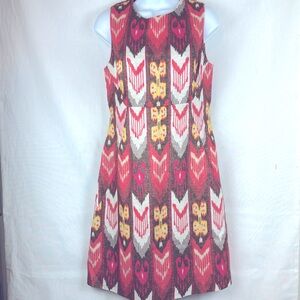 Tory Burch shift dress multi color pattern shimmer women's 6 EUC